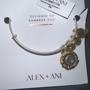 Alex and Ani Silver Sunflower Charm Bracelet